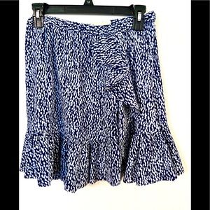 Michael Kors, Flirty Navy/White, asymmetrical flounce skirt, Sz 2.  Worn once!